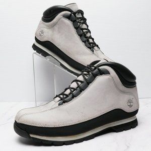 Timberland Mens Euro Dub Ankle Boots Beige Leather Lace Up Padded Collar Sz 11